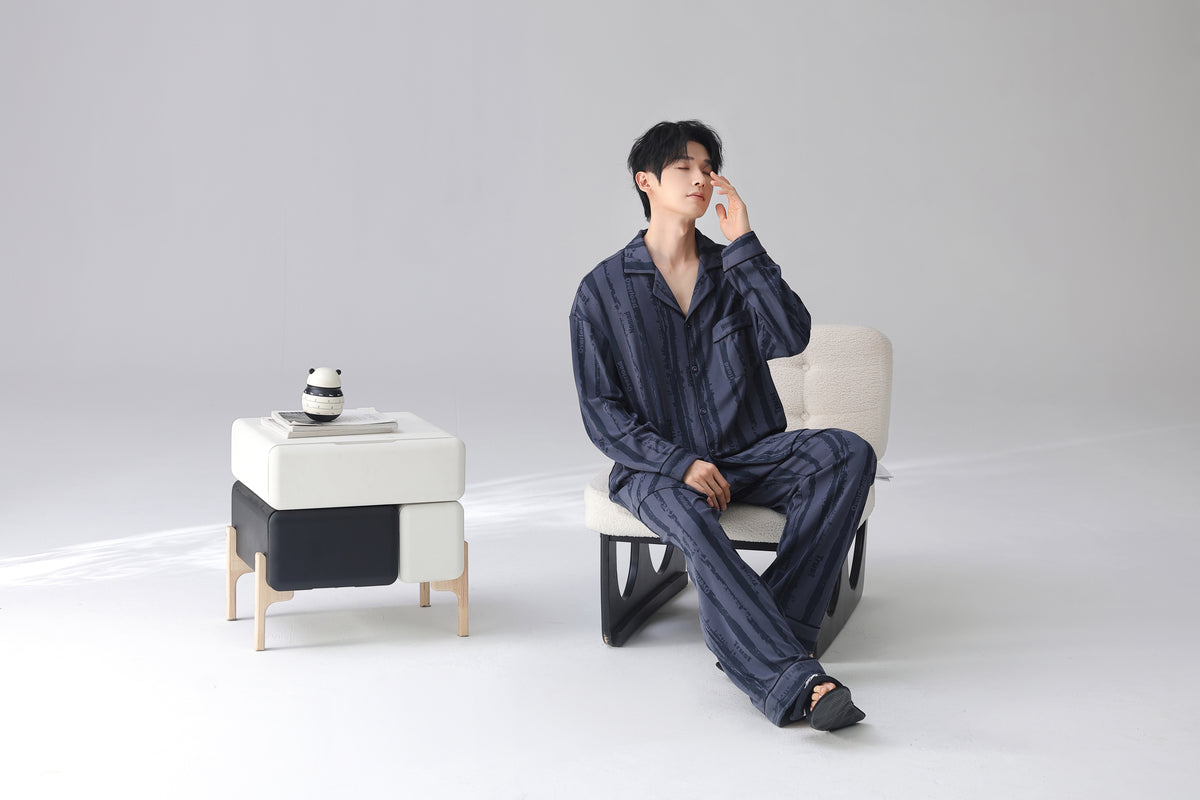 【モダール綿】メンズ パジャマ 長袖 上下セット｜グラフィック柄 柔らか 伸縮 ストレッチ ルームウェア 部屋着 春 秋