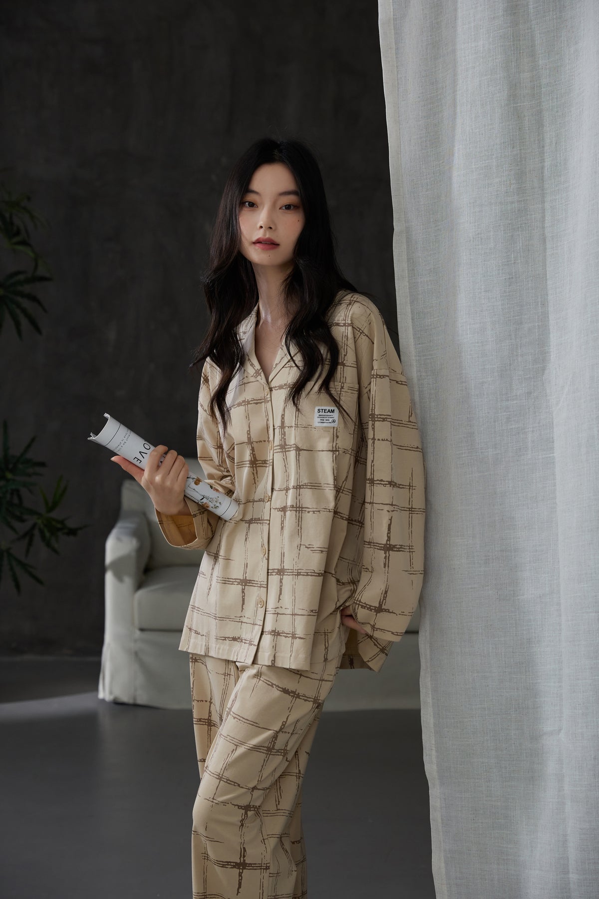 【上質な着心地】綿100% パジャマ レディース 長袖 上下セット 大きいサイズ チェック柄 ルームウェア 部屋着 外出もOK 春秋冬